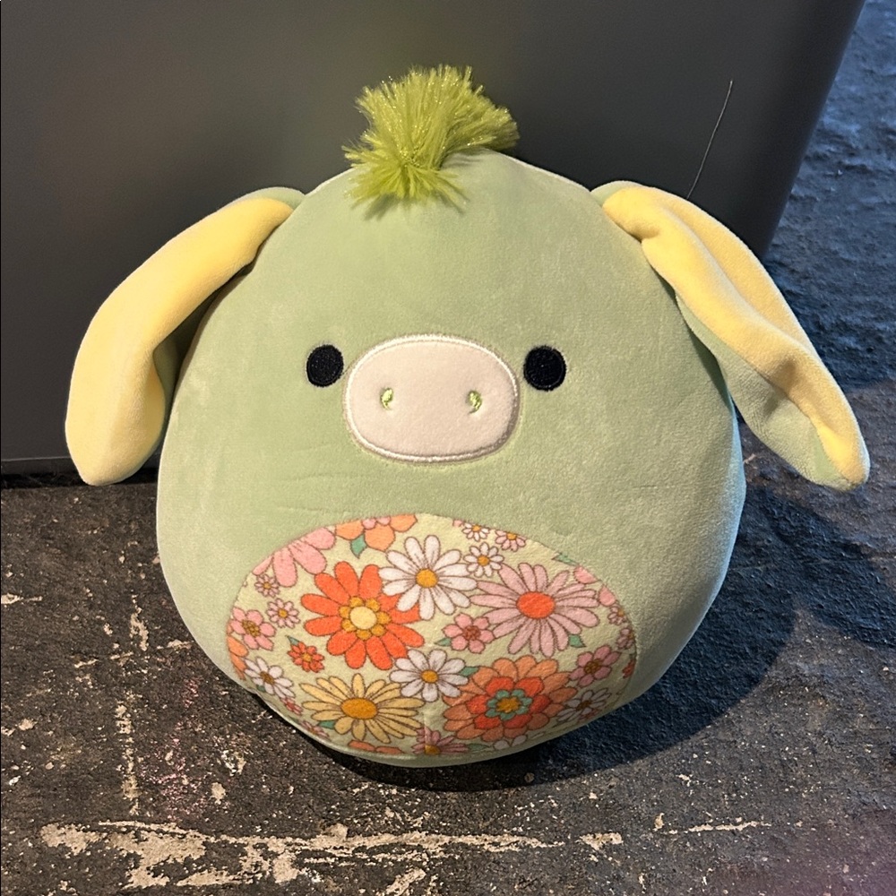 8in Squishmallows Green and Yellow Floral Accent